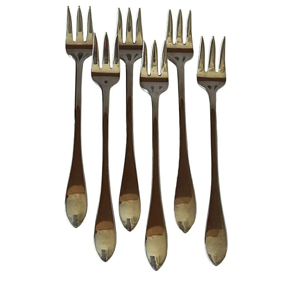 Lot 6 Gorham Silver Stainless 18/8 Meredith Seafood Cocktail Forks Discontinued